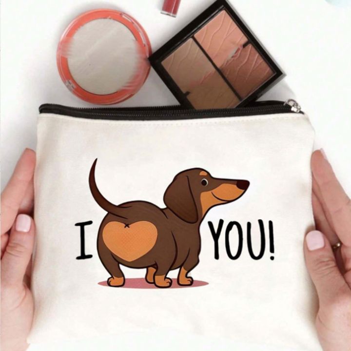 Funny%20Dachshund%20Butt%20Makeup%20Bag%20-%20Cute%20Brown%20Puppy%20with%20'I%20YOU!'%20Heart,%20Mini%20Zip-Free%20Purse%20for%20Women,%20S,%20Teachers%20-%20Image%204
