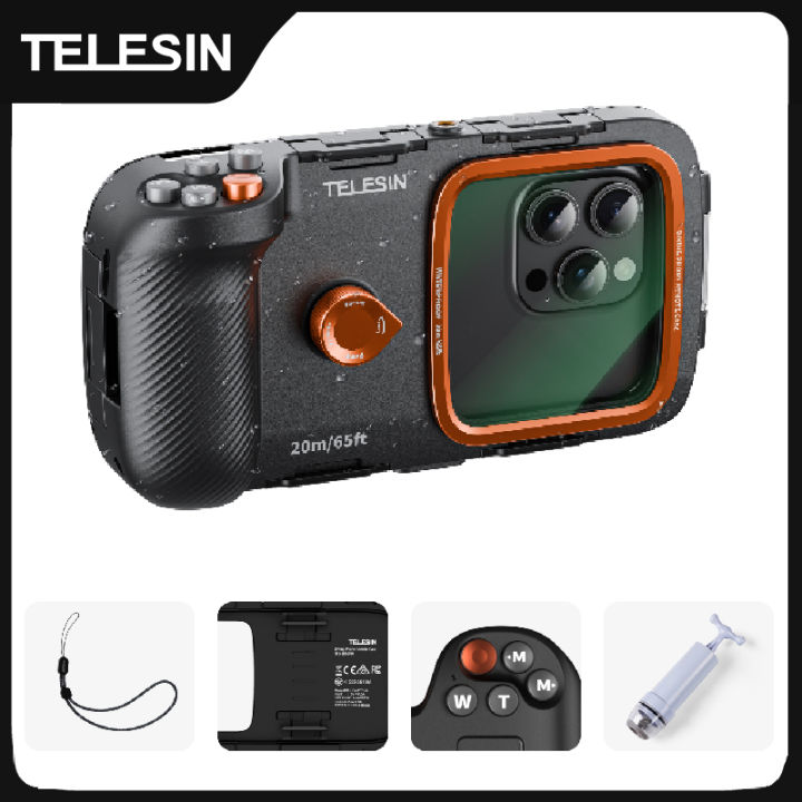 TELESIN Diving Waterproof Phone Case Universal Phone Camera Shoot Hand Grip Holder Shooting Aid Remote Control Handle