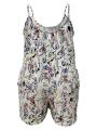 Plus Size Allover Print Cami Romper Jumpsuit, Casual Pocket Ruched Sleeveless Romper Jumpsuit, Women's Plus Size Clothing.