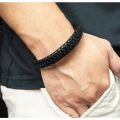 Leather Bracelet For Men With Metal Magnetic Clasp. 