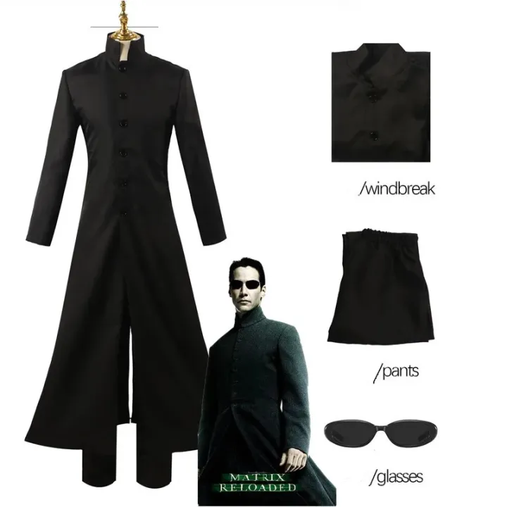 Costom Made Matrix Cosplay Costume Neo Black Men Women Long Trench Coat ...
