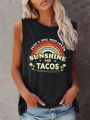 Seeyoushy Just A Girl Who Loves Sunshine and Tacos Print Summer Women Tank Top Sleeveless New Graphic T Shirt Y2k Aesthetic Tops. 