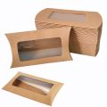 10/30/50pcs kraft paper pillow box with transparent window, candy packaging box, snack box for birthday wedding party. 