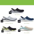 Crocs ride shoes are made of 100% genuine Rubber. the latest flat heel shoes are 36 to 45. they can fit both women and men for 2 days.. 