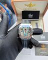 Oupinke Skeleton Men Automatic Watch Rubber Strap Luminous Dial. 