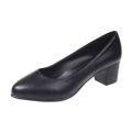 ​​2025 New Arrival Women's Low-Heel Pumps Black Genuine Leather Formal Shoes Slip-On Commuter Comfortable Mid-Heel. 