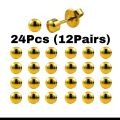Ear Piercing Studs Surgical Steel Sterile Nose Navel Body Piercing kit Studs Earrings Earbob Earlet Set 12 Pair(24 Pieces). 