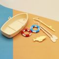 Funny Plastic Fishing Boat Model Mini Simulated Dollhouse Ornaments Bagged Miniature Fishing Boat Set Children.