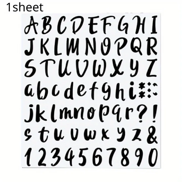 Pvc Lettering Sticker PVC Alphabet and Number Stickers Set–72pcs/sheet Self-Adhesive Vinyl ...