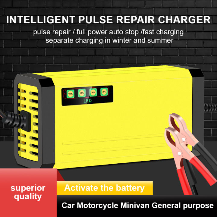 220V Power Puls Repair Charger Car Battery Charger 12V 2A LED Display Moto Truck Battery Charger Wet Dry Lead Acid Battery
