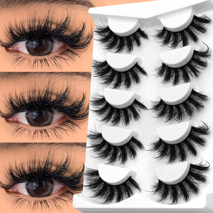Lasvirey Fluffy Eyelashes Thick Cat Eye Lashes 8D Fluffy Volume Lashes Dramatic Thick Fluffy Full Strip Lashes Extension Makeup