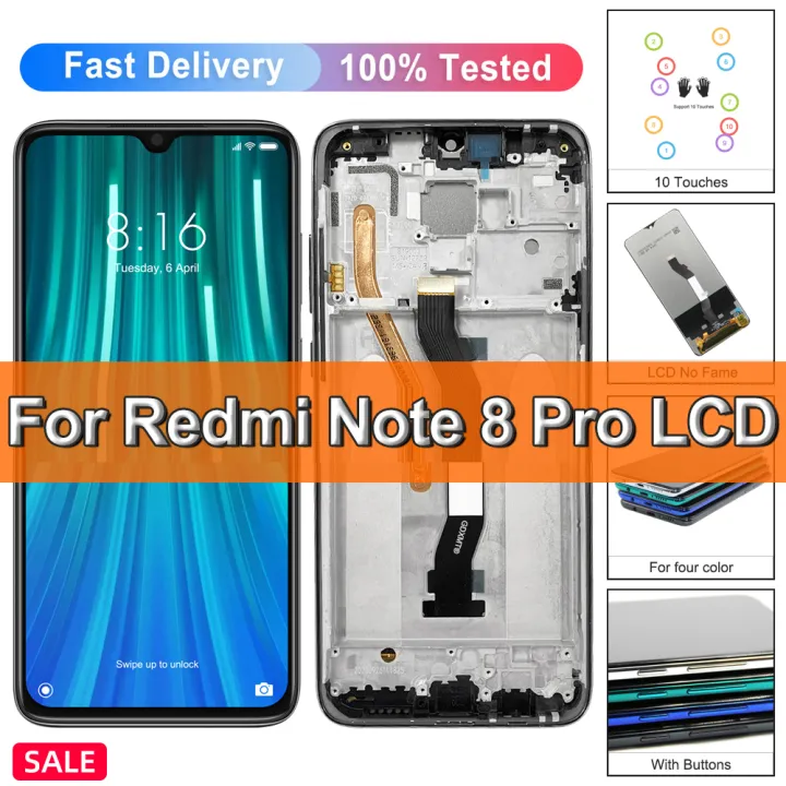 6.53" for Xiaomi Redmi Note 8 Pro LCD Display Touch Screen Assembly For Redmi Note8 Pro M1906G7I Screen Replacement with Frame