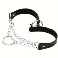 Personalized Fashion Punk Hip-Hop Gothic Peach Heart Shaped Chain Collar Necklace Trend Leather Love Heart Collar.