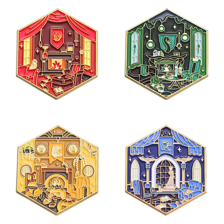 Film Themed Pins Brooch Creative Matical School Room Geometric Enamel Emblem Badge Lapel Pin Jewelry Cosplay Accessory Prop 