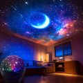 Star and moon projection night light fairy light bedroom LED atmosphere music synchronization color changing projection light.