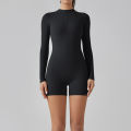 Zipper Tracksuit Set Women Yoga Jumpsuit Stand Collar Half Long Sleeved High Waist Butt Lift Fitness Sports Bodysuit Leggings.