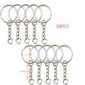 30pcs Silver Plated Metal Blank Keyring Keychain Split Key Ring with Chain Climbing Buckles Carabiner Keychain Rings Accessories. 