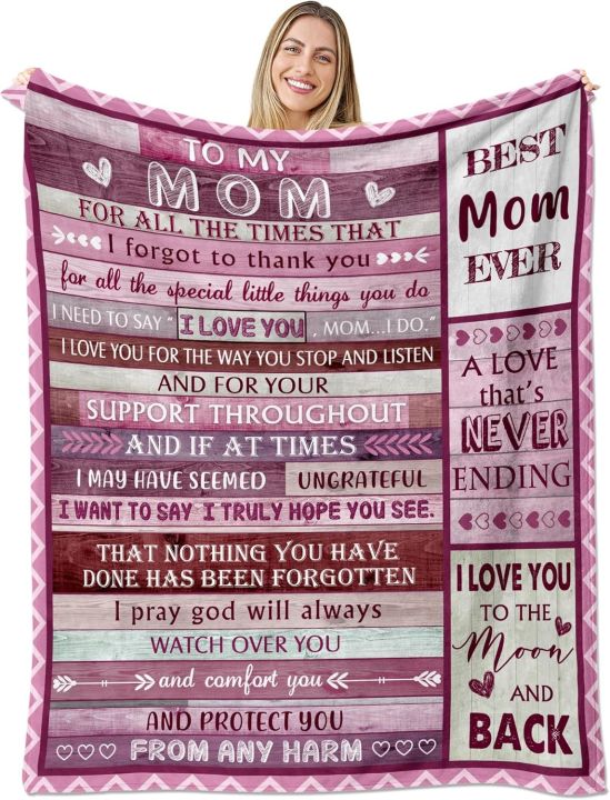 from Daughter Son for Mother's Day Birthday Mom Anniversary Unique for Mom Super Soft Flannel Throw Blankets