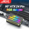 JEYI ATX 24Pin 90° RGB Adapter, 18 Light Modes Female to 24Pin Male 90 Degree Motherboard Power Adapter for Desktops PC Supply. 