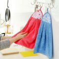 1Pc - Soft Towels Bath Kitchen Towel Bathroom Kitchen Absorption Hand Towel Soft Plush Hanging Wipe Bathing Towel Red - Random Colors. 