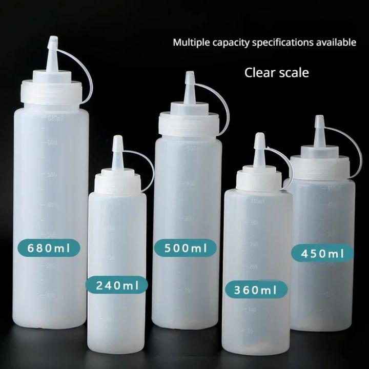 Ketchup BBQ Sauces Olive Oil Bottle Large Squeeze Condiment Bottles with NozzlesDispenser Squeeze Sauce Bottle Kitchen Gadget