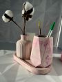 3 piece Home decorative vase combo set a mini ribbed turbine vase and a bottle neck vase with cloud tray artificial flower decorative Home and living room decoration concrete made vase combo set(without flower).