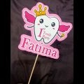 First Tooth Foil Balloon, Customised Cake topper, cupcake toppers set. 