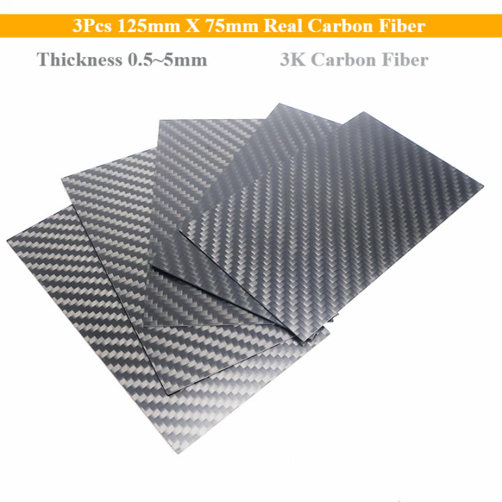 3Pcs 125mm X 75mm Real Carbon Fiber Plate Panel Sheets 0.5/ 1/ 1.5/ 2 ...