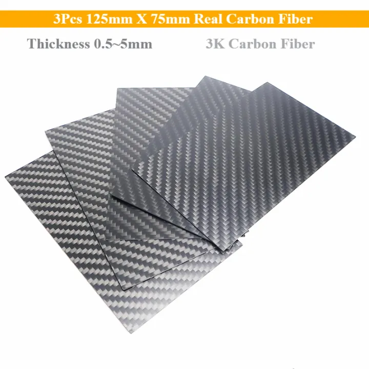 3Pcs 125mm X 75mm Real Carbon Fiber Plate Panel Sheets 0.5/ 1/ 1.5/ 2 ...