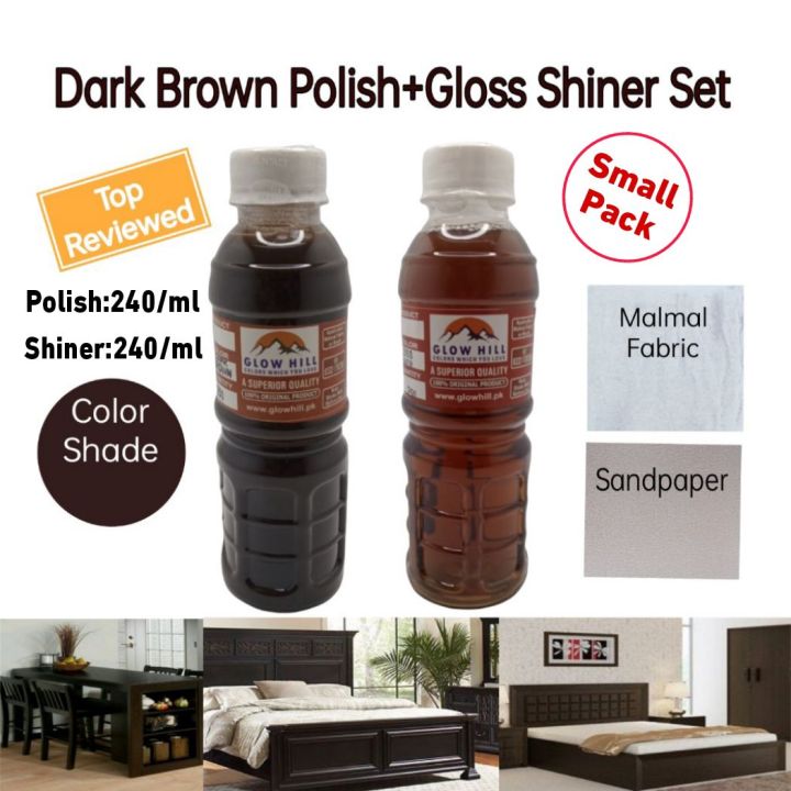 Furniture Polish Dark Brown With Gloss Shiner Set