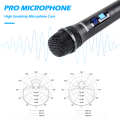 BOMGE 4 channel wireless microphone System Cordless Mic Set With Four Handheld Mics Fixed Frequency, Long Range 200ft. 