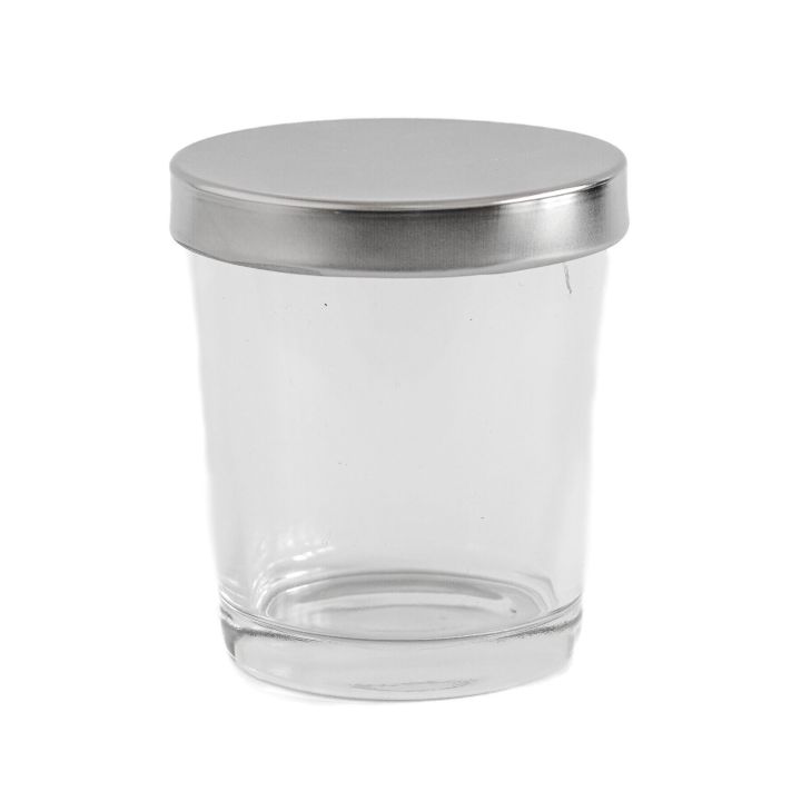 Transparent jars 90ml ( 6pc ) - Silver lid - Candle making Glass jars