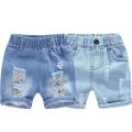 Summer Boy Shorts Children Casual Torn Jeans Kids Knee Length Denim Pants Baby Elastic Waist Shorts Infant Fashion Trousers 2-8Y.