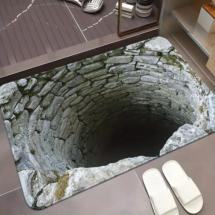 Stone%20Built%20Water%20Well%203D%20Visual%20Flat%20Pattern%20Design%20Floor%20Mat%20for%20Household%20Bathroom%20Door,%20Absorbent%20and%20Non%20Slip%20Foot%20Mat%20-%20Image%202