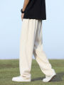 Summer Korean Men's Pants Light&Thin Polyester Elastic Waist Semi-Wide Loose Slacks Drape Suit Pants Male Casual Trousers. 