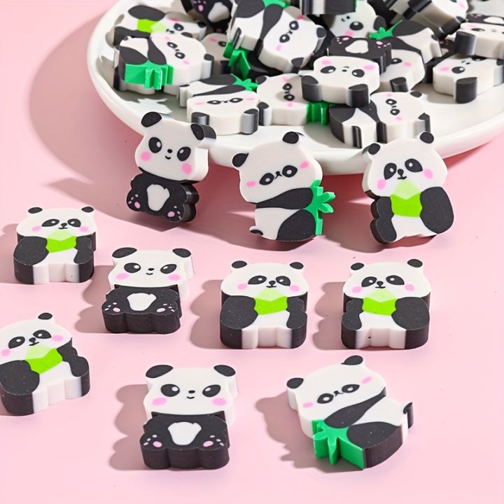 30pcs Cute Panda Erasers Creative Soft Kawaii School Rewards Holiday Educational Office Study Stationery Supplies