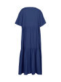 Plus Size 2025 Summer New V-neck Short Sleeve Pleated Solid Colour Loose Casual Midi Dress Basic Hem Pleated. 