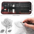 29Pcs Drawing Kit Sketching Pencils Set,Portable Pen Curtain-Charcoal Pencils, Sketch Pencils, Charcoal Stick,Sharpener,Eraser. 