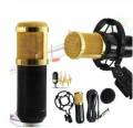 Microphone condenser (pro condenser microphone bm800) with microphone stand and USB accessories (metal shock absorber). 