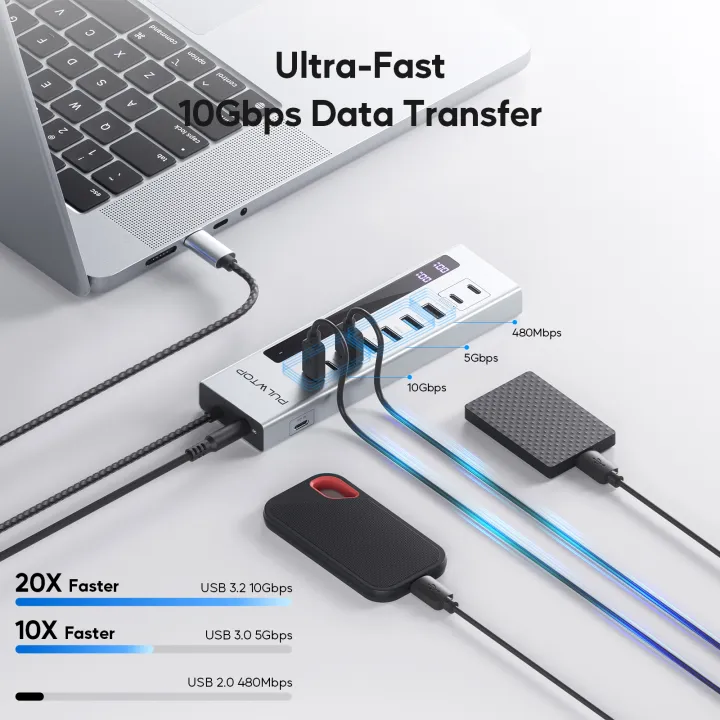 PULWTOP%2010-in-1%20Powered%20USB%20C%20Hub,%20USB%203.2%20Data%20Hub%20with%20USB%20A/C%2010Gbps,%20%20USBA%205Gbps,%20100W%20PD,%2024/45W%20Type-C%20Charging%20Ports%20-%20Image%203