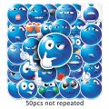 50pcs cute blue bean emoji waterproof stickers ornament Child interest easy paste cute gift DIY. 