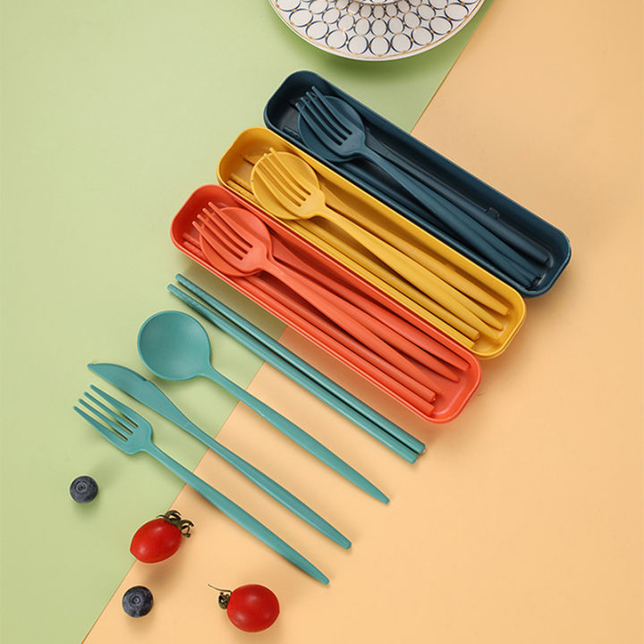 4Pcs/Set%20Portable%20Utensils%20With%20Box%20Healthy%20Eco-Friendly%20Wheat%20Straw%20Cutlery%20Reusable%20Chopstick%20Fork%20Knife%20Spoon%20Tableware%20Set%20-%20Image%204