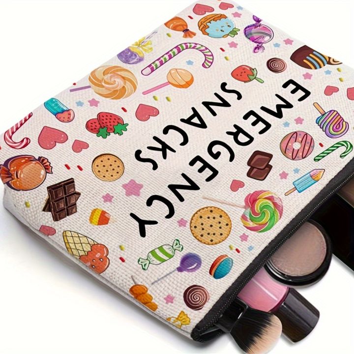 Emergency%20Snacks%20Makeup%20Bag%20Fun%20Candy%20Treat%20Design%20Lightweight%20Travel%20Pouch%20for%20Women%20Compact%20Cosmetic%20Organizer%20Zipper%20Closure%20-%20Image%203