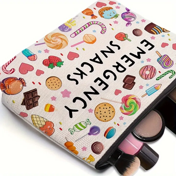 Emergency%20Snacks%20Makeup%20Bag%20Fun%20Candy%20Treat%20Design%20Lightweight%20Travel%20Pouch%20for%20Women%20Compact%20Cosmetic%20Organizer%20Zipper%20Closure%20-%20Image%203