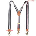 Striped Suspenders with Swivel Hooks Suspender Y Back 3 Clips Adjustable Elastic Trouser Braces Belts Loops for Men Women.