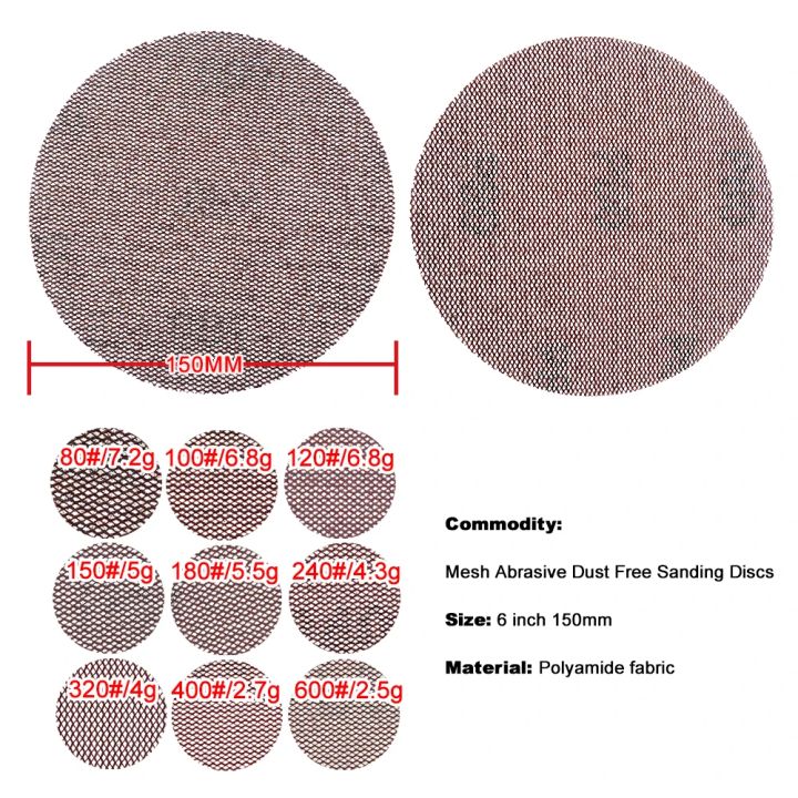5/6%20Inch%20Mesh%20Abrasive%20Dust%20Free%20Sanding%20Discs%2010%20Pcs%20Hook%20and%20Loop%20Grinding%20Polishing%20Sandpaper%20Assorted%2060%20to%201000%20Grit%20-%20Image%207