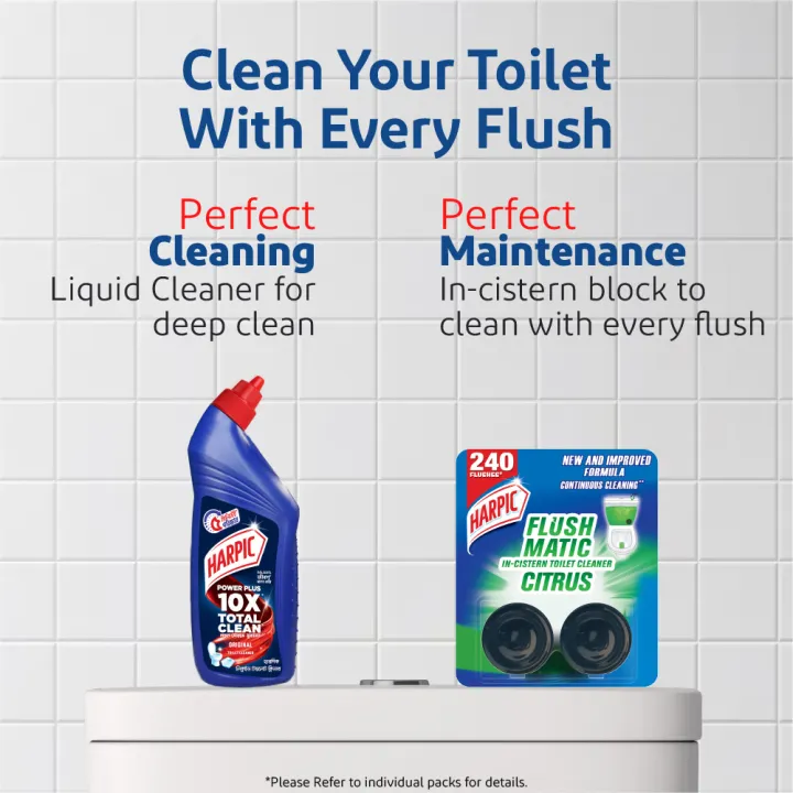 Harpic%20Toilet%20Cleaning%20Liquid%20Power%20Plus%2010x%20Total%20Clean%20750ml%20+%20Flushmatic%20Citrus%20In%20Cistern%20Toilet%20Cleaner%20Blocks%20(50g%20x2)%20Combo%20-%20Image%208