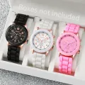 3/6PCS Women's Watches Casual Silicone Band Analog Quartz Watch Heart Pearls Jewelry Set(Without Box). 
