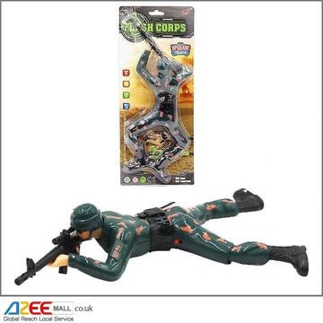 Crawling Action Corp Army Soldier, Battery Operated Toy Action Figure w/ Realistic Crawling Action, Lights, Sounds