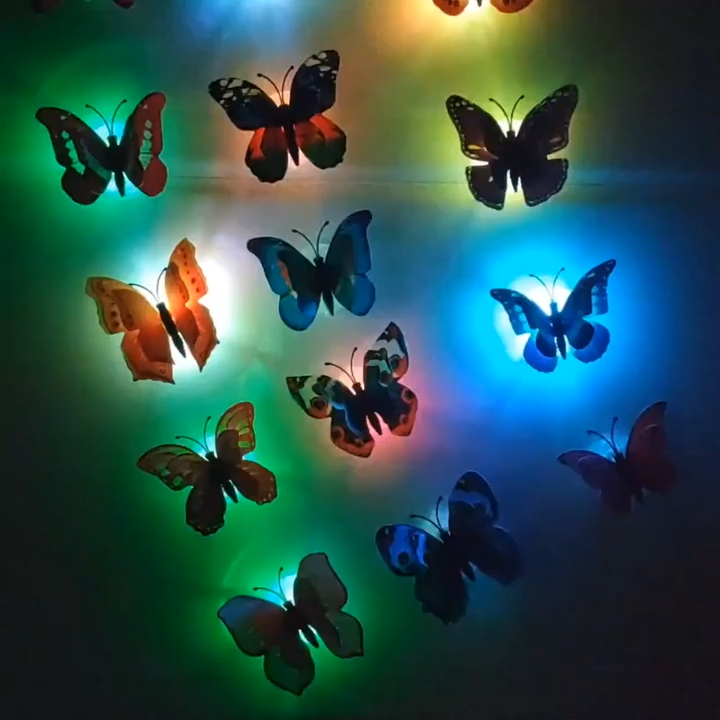 3D Butterfly Wall Stickers Soft Lighting New Small Play Decor Wall ...
